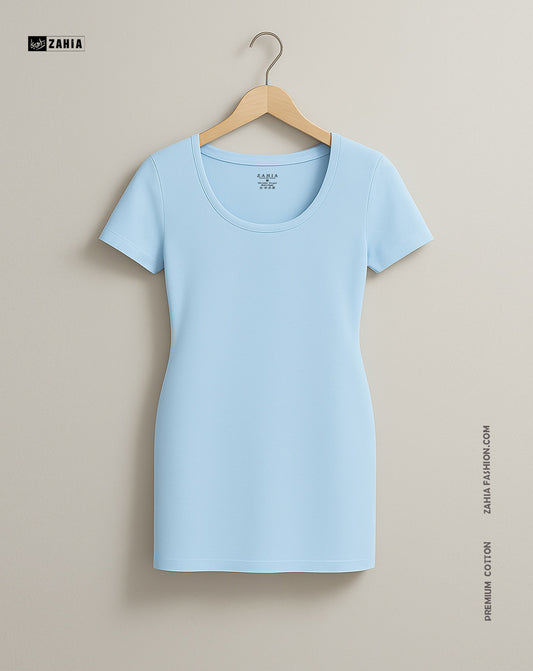 Mini Dress Short Sleeves - Baby Blue