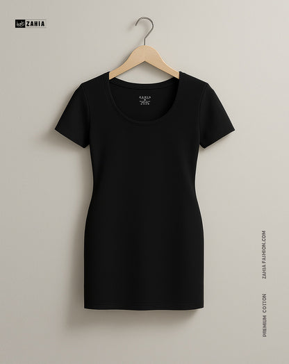 Mini Dress Short Sleeves - Black