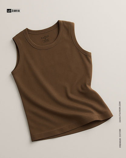 Sleeveless Tank Top - Brown