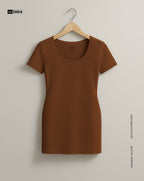 Mini Dress Short Sleeves - Brown