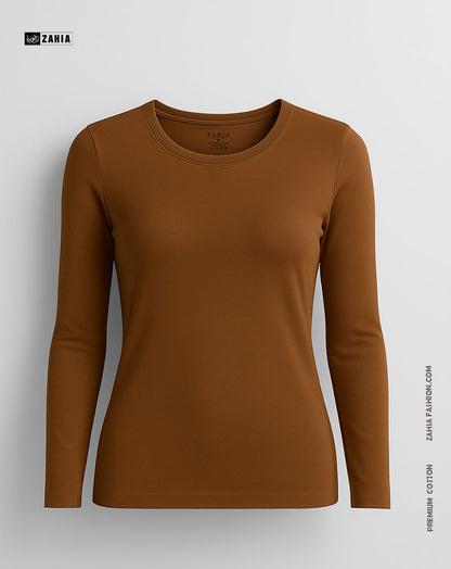 Round Neck Top - Brown