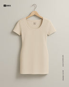Mini Dress Short Sleeves - Beige