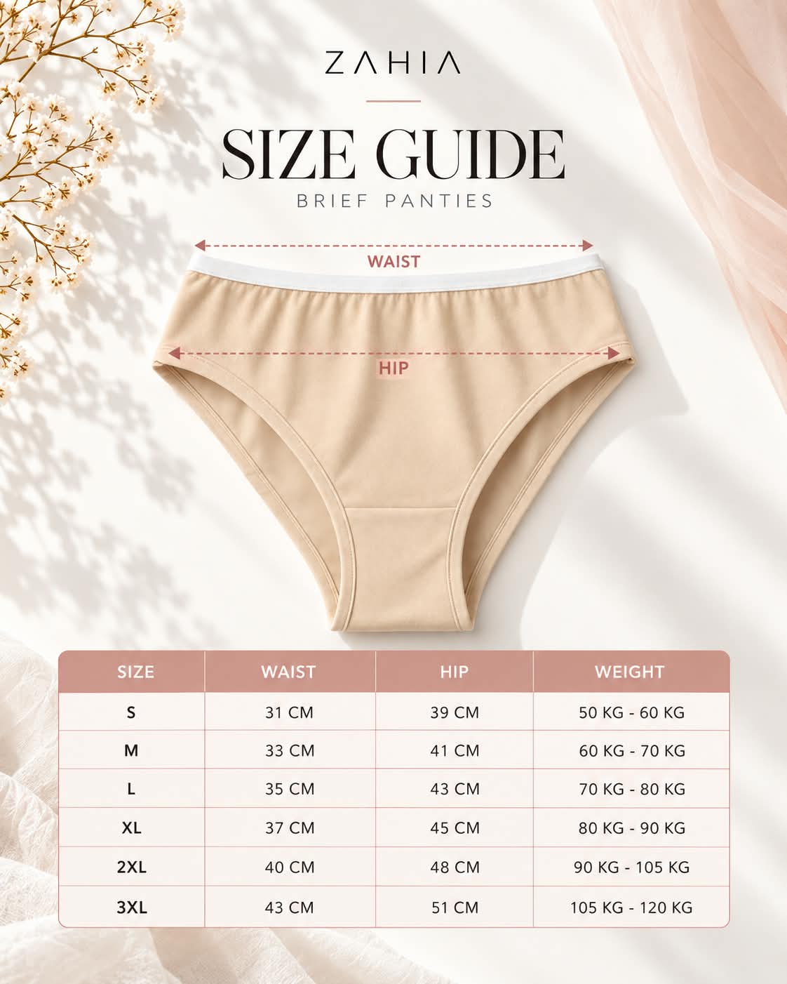 Brief Pantie - Rose 3 Pcs